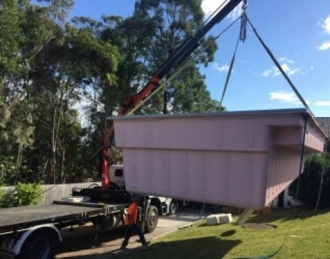 Crane truck pool transport and install in Daisy Hill, Brisbane